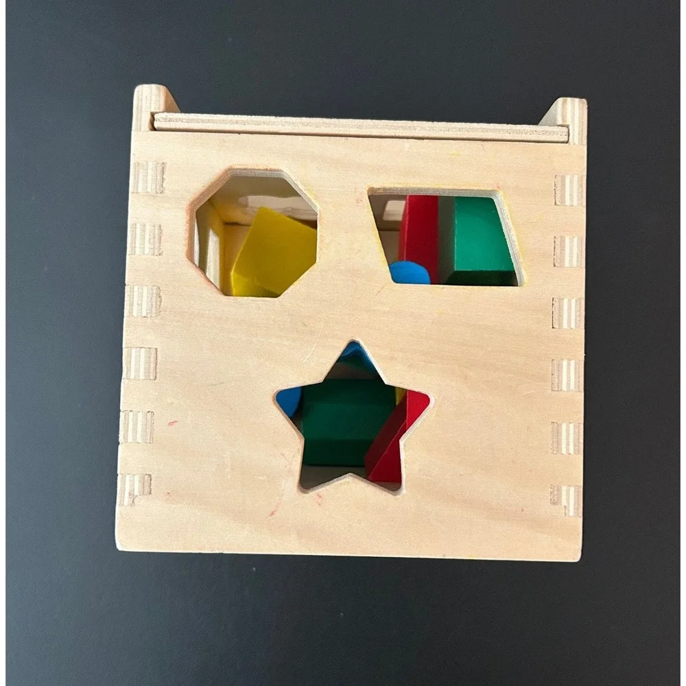 Melissa & Doug Shape Sorting Cube Wooden Educational Toy 12 Pieces 575